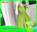 [HCM][ Đầm Đẹp ] Đầm Xòe Cổ Chéo Cột Nơ Eo Thời Trang Hoa Anh Đào. 