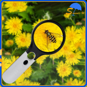 2in1 Pembesar Dengan Lampu 3 LED Membaca Magnifying Glass Kaca Pembesar LED