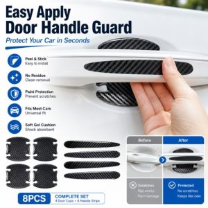 Carbon Fiber Car Door Handle Bowl Protector Anti Scratch Film Universal Door Edge Guard Decal Scratch Resistant Car Body Protection Sticker for Cars