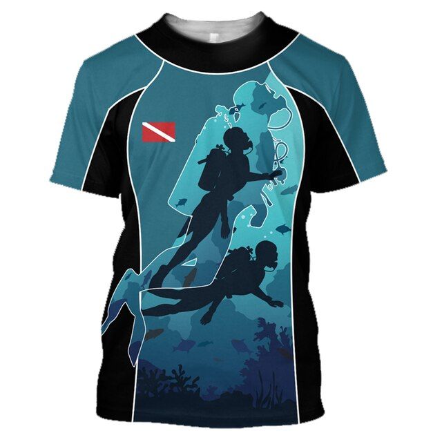 Summer Funny Scuba Diving 3D Print Men's T-shirt Polyester Quick Drying  Crew Neck Short Sleeve Loose Tops Tees Oversized T Shirt Lazada PH
