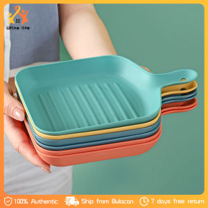 Nordic Style Plastic Square Plate Handle Bowl Rice Plate Square Bowl Serving Plates with Handle