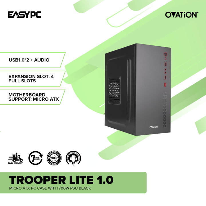 EasyPC | Ovation Trooper Lite 1.0 Micro ATX PC Case with 700w PSU Black ...