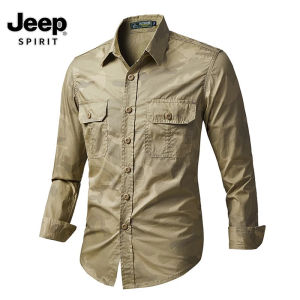 JEEP SPIRIT Tactical Hiking Shirts Men Long Sleeve Cargo Work Shirts Summer Outdoor Quick Dry Military Combat Hunting Fishing Shirt