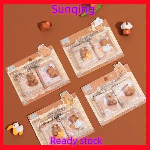 SQ Stationery [Flash Sale] 2Pcs Set Cute Capybara Mini Portable Notebook Small Notepad Kawaii Stationery Office Accessories School Supplies Back To School Gift For Kids