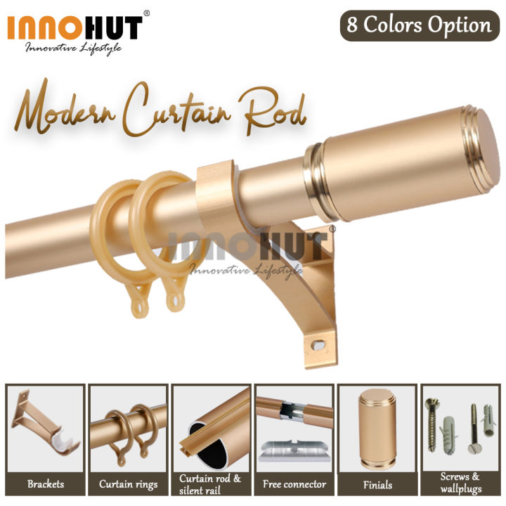 [FULL SET | SINGLE ROD] Aluminium Window Curtain Rod With End Cap ...