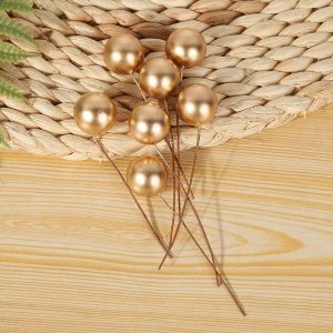 100PCS Christmas Decoration Artificial Berry Red Gold Cherry Stamen Mini Fake Berries Flowers Pearl Beads for DIY Christmas Party Craft