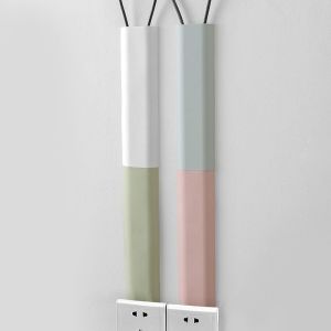 DUOJI กาวในตัว 1 ชิ้น สายไฟติดผนัง ร่องน้ำ สายเคเบิลเครือข่าย กล่องเก็บสายไฟ ที่เก็บสาย ท่อร้อยสายไฟ ฝาครอบสายเคเบิล