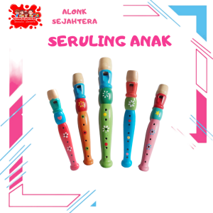[ALONK.S] Wooden Flute Seruling Suling Kayu Warna Warni / Alat Musik Tiup - Mainan Edukasi Anak