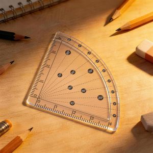 FZIPUA 1pcs Transparent Mini Ruler Drawing Measuring Tool with Wave Line Straight Ruler Multi-functional Pocket Protractor Students