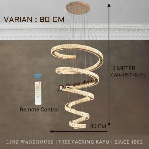 Lampu Gantung void MODERN SPIRAL CRYSTAL 3 COLOUR LED pendant light