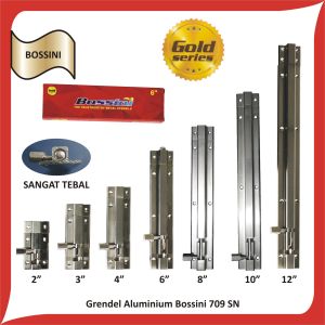 Grendel Aluminium Tebal Slot Pintu / Jendela Bossini 709 Sn