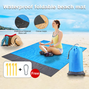 Portable Beach Mat Pocket Beach Picnic Sand Mat Quick Drying Ripstop Nylon Compact Outdoor Beach Blanket Best Sand Proof Picnic Mat for Travel Camping Hiking