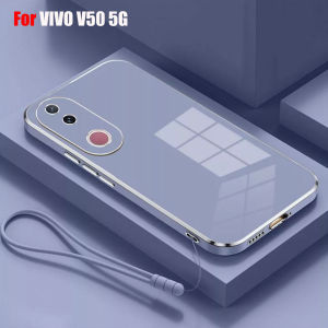 Softcase Vivo V50 5G Case Luxury Plating Casing Silicone Stand Back Cover