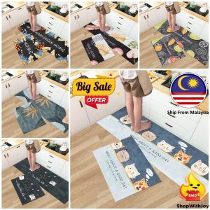ShopWithJoy 2 in 1 Crystal Velvet Floor Mat Bathroom Toilet Mat Door Carpet Mat Karpet Murah Bath Mat Rugs Dapur Tikar