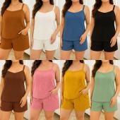 Awesome PLUS SIZE Waffle Knit Top & Shorts Terno 34023