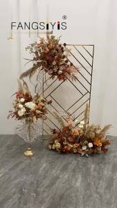 Brown Leaves Natural Dried Pampa Wedding Floor Floral Arrangement Arch Decor Hanging Flower Row Centerpieces Ball Window Display