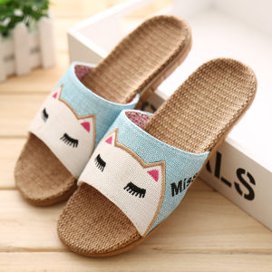 Cartoon Home Couples Owl Linen Massage Slippers Summer Eva Home Sandals