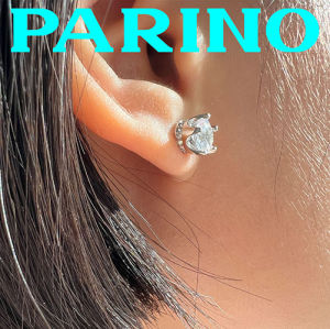 Crown Earrings ต่างหูเพชร CZ 0.75 ct ล้อมเพชรข้าง เหมาะสำหรับผิวแพ้ง่าย (ฟรีกล่องต่างหู)