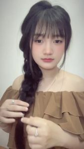 Dây buộc tóc scrunchie hoa hồng phủ sương  phụ kiện buộc tóc phối ruy băng xanh lá