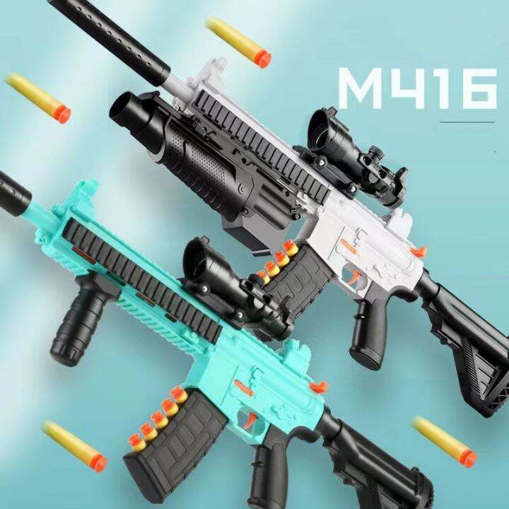 Children's Toy Soft Bullet Launcher M416 Full Set Manual Soft Bullet G ...