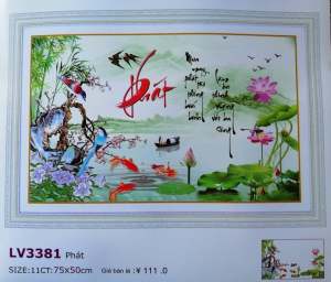 Tranh thêu chữ thập chữ Phát (về tự thêu) LV3381