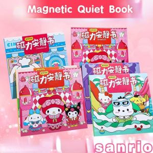 Cartoon Sanrio Hello Kitty Magnetic Quiet Book Cute Mymelody Kuromi Cinnamoroll Cut-free Repeated Pasting Play House Diy Sticker Toy Gifts for Children