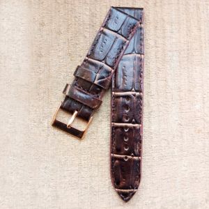 Tali Jam Tangan Kulit Sapi Motif Croco Warna Coklat Uk 20 mm Bergaransi