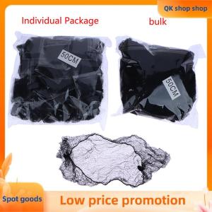 ✨QK shop✨ 50Pcs Hair Net Black Elastic Bundle Hair Invisible Hairnet Mesh Bun Hair Net 30 50 60CM Hair Accessories
