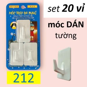 Set 20 vỉ [GIÁ SỈ] móc dán tường chịu lực HÒA HỢP 212 | Móc nhựa treo đồ dán siêu dính | Móc treo đồ gia đình phòng trọ