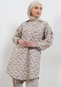 MFMW Auraura Tunik Pink motif Print Bunga