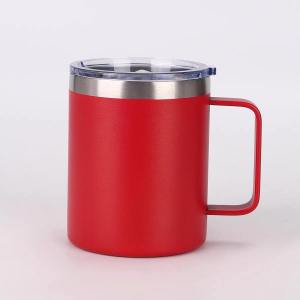 Portable 12oz Handle Coffee Mug 304 Stainless Steel Insulated Water Cup Office Tea Mug Iced Americano Hot Water Cups