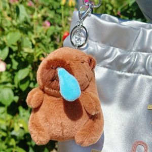 capybara keychain XUECHUANGYING Soft Plush Capybara Keychain Pink Creative Pulling Snot Kapibara Pendant Cartoon Cute Snot Capibara Keyring Backpack Decor 卡皮巴拉