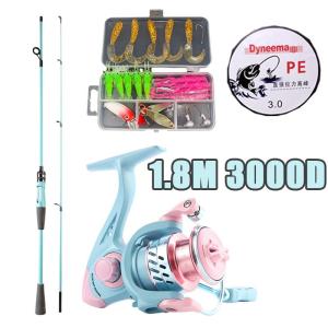 Fishing Rod Set 1.8M/2.1M Spinning Rod and Metal Reel 5:2:1 Light M Tonality Fishing Line Lure Full Set