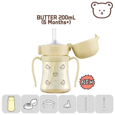 [Korea]🇰🇷 Grosmimi DOTGOM Straw Cup Feeding Bottle Spill Proof no Spill Magic Sippy Cup with Straw with Handle for Baby and Toddler l PPSU BPA Free 200ml / 300ml CustomizableㅣReplacement StrawㅣCleaning brush set