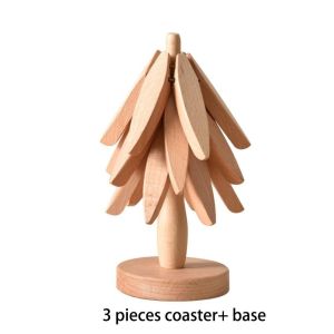 3/4PCS Bamboo Trivets for Hot Dishes pots and Pans Tree Shape Trivet Set  Anti Scald Heat Resistant Table Mat 隔熱墊
