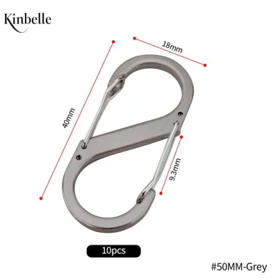 Kinbelle 10pcs S Type Stainless Steel Carabiner With Lock Mini Keychain Hook Anti-Theft Outdoor Camping Backpack Buckle Key-Lock Tool