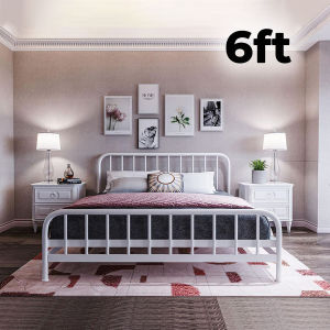 Katil Besi Queen / King METAHOME Steel Bed Frame Metal White Black Rangka Katil 5ft 6ft