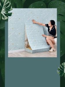 3D Foam Wall Paper Sticker Dinding Adhesive Brick Wall Decor Panel Waterproof Ceiling & Living Room Decor 3D Foam Wallpaper Dinding Besar