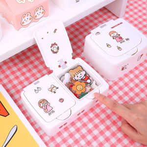 Two-piece set of cute snap storage box student desktop makeup storage box multi-function box