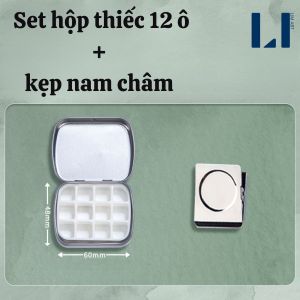 Hộp mini cao cấp 8/12/15 ngăn đựng màu nước di động không kèm màu