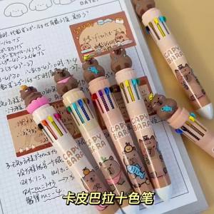 New Cute Capybara Cartoon Power 10 Colors Chunky Ballpoint Pen Kawaii Rollerball Pen School Office Supply Gift Stationery kids Christmas gift