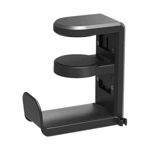 360° Rotation Headphone Stand Holder Under Desk Desk Edge Headset Stand Adjustable Headphone Hook