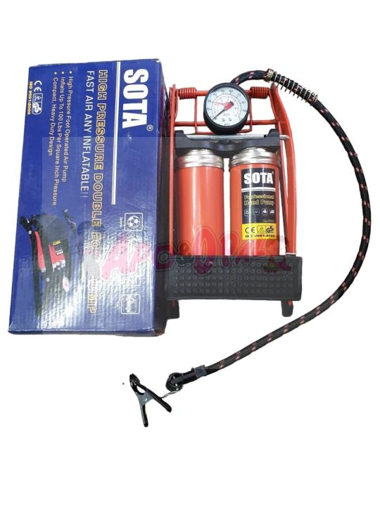 SOTA สูบลมเท้าเหยียบแกนคู่ใหญ่ พร้อมเกจวัดลม อเนกประสงค์