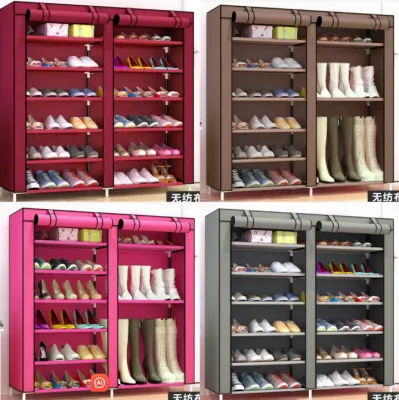 Rixme stainless steel shoe rack four layer simple storage rack home assembly detachable shoe rack random color