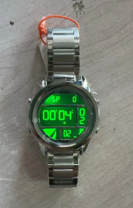 SKMEI 1448 Men Fashion Watch Metal Band Casual Digital Wristwatch Alarm Hourly Chime Split Time Chronograph Date Week 30m Waterproof New Green LED Backlight