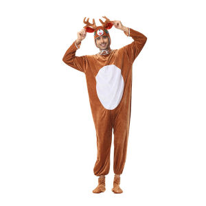 wish Hot Selling Animal Cartoon Jumpsuit Deer Role Play Male and Female Couple Suit Stage Wear