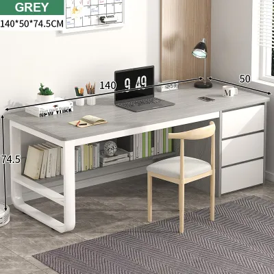 JIAJU-Office Computer Table Drawers Writing Student Study Desk Modern Home Office Table Bedroom Wooden Komputer Multifunction Komputer Meja Belajar