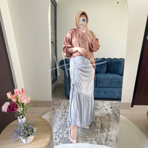 Haseena Rok Wanita Panjang Shova Model Tali Serut Samping Casual Flowy Skirt Korean Style