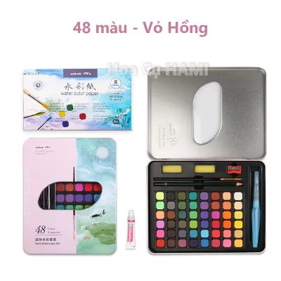 Bộ 36/48 màu nước Giorgione cao cấp (tặng kèm cọ nước cọ tỉa bút chì giấy vẽ màu nước và túi nhung)