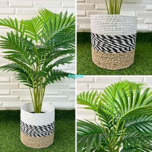 Pohon Artificial Tanaman Hias Palem Kelapa Hijau X18 Semilatex Cover Anyaman Seagrass Variasi Warna Dekorasi Rumah